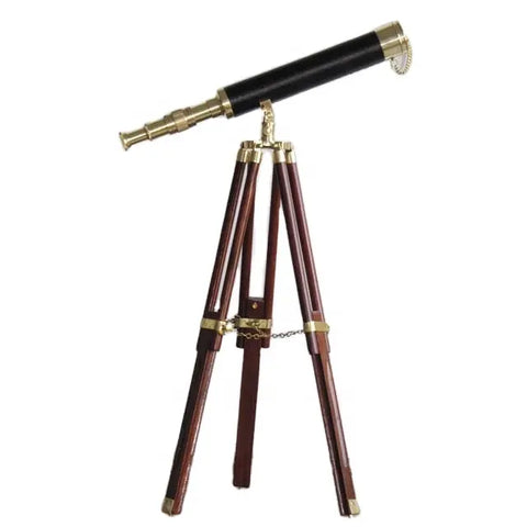 50" leather Floor Standing Brass Harbor Master Telescope