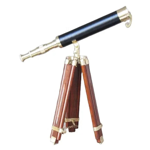 50" leather Floor Standing Brass Harbor Master Telescope