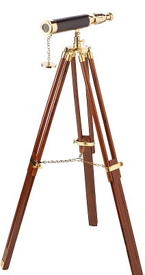 50" leather Floor Standing Brass Harbor Master Telescope