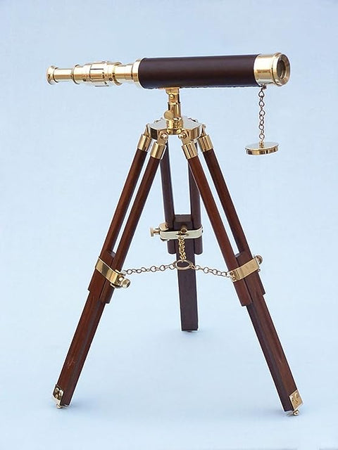 50" leather Floor Standing Brass Harbor Master Telescope