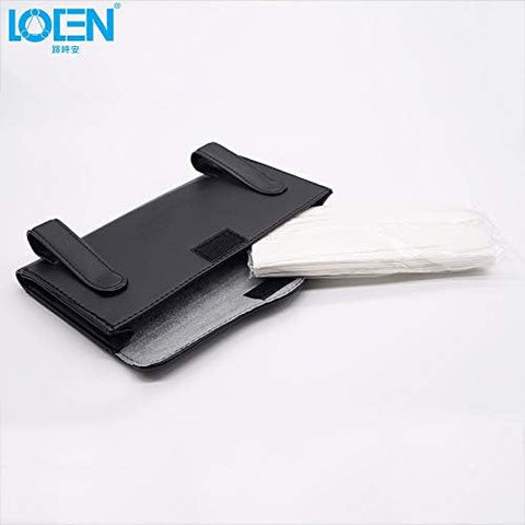 Black Leather Tissue Paper Box For Cars/ Sun Visor Napkin Holder with 100 Sheets/ Backseat Tissue Case Holder