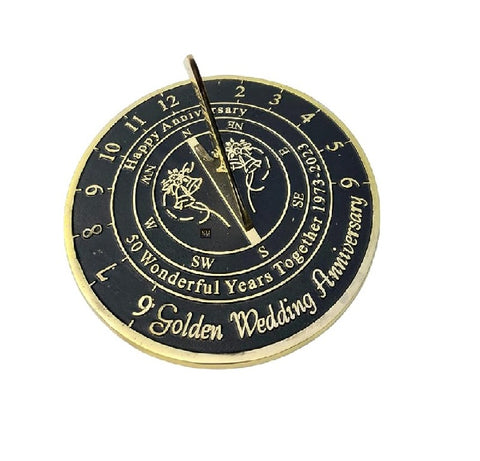 Brass Antique 50th Wonderful Year Together Wedding Anniversary Sundial 1973-2023