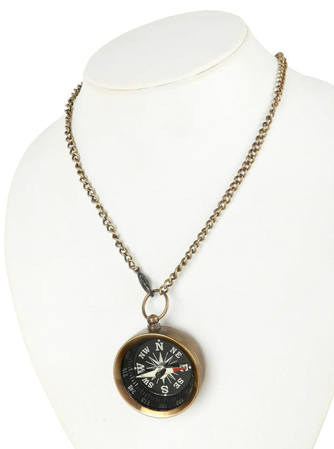 Nautical Brass Locket Compass with Chain