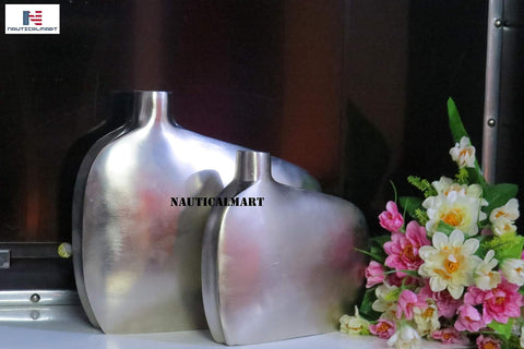 Nautical Propeller Design Decorative Steel Ceramic Bottle Vase Set of 2