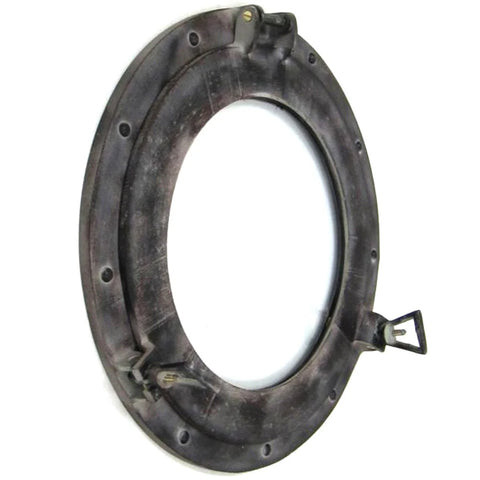 ANTIQUE BRONZE ALUMINUM PORTHOLE WITH GLASS, 15"