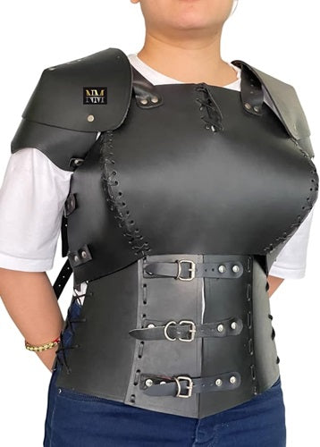 Medieval Leather Woman Breastplate with Shoulder