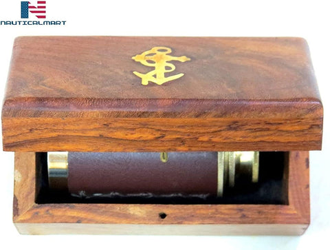 9" Maritime Brass Antique Telescope with Rosewood Box