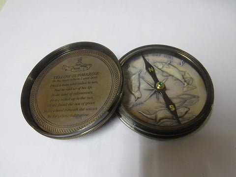 The Beatle Finder Brass 2" Camping Antique Pocket Compass