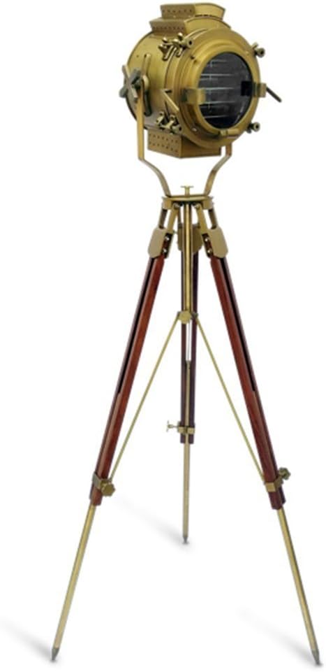 Brass Finish Tripod Antique Floor Searchlight